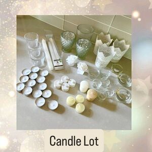 Candle Lot - Asst IKEA candle holders and candles white natural clear glass LED